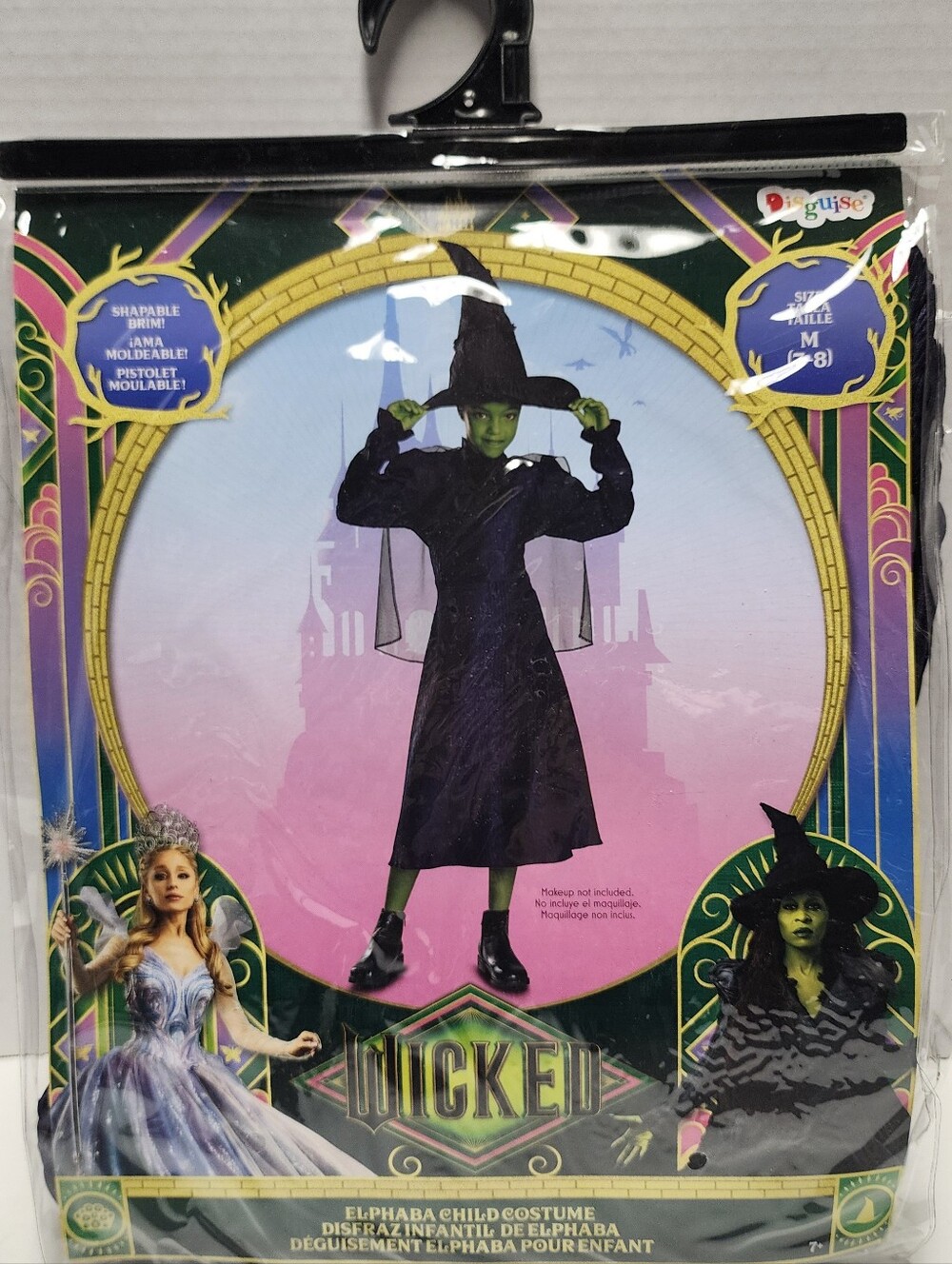 M (7-8) Girls Wicked Elphaba Kids Halloween Purple Costume Dress Cape Hat NEW